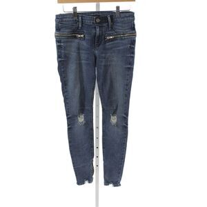 R+A Womens Skinny Jeans Blue High Rise Cotton Button Size 27
